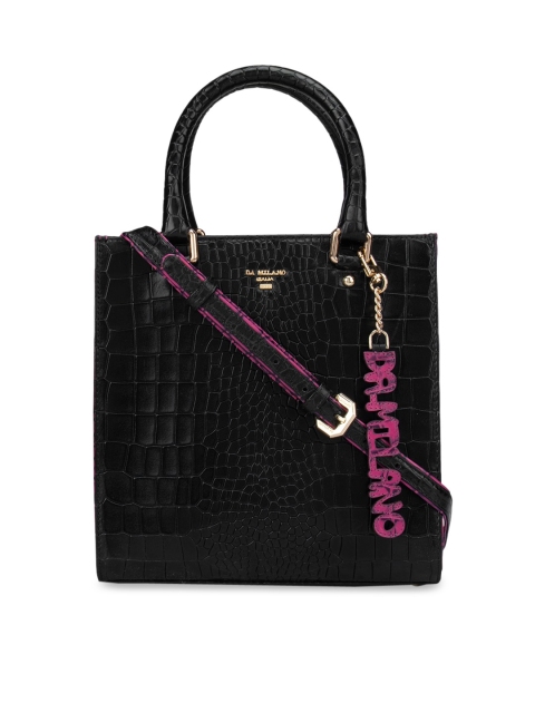 

Da Milano Black Textured Leather Structured Handheld Bag