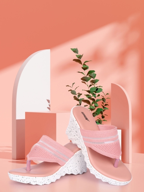 

Alishtezia Pink Textured PU Wedge Sandals