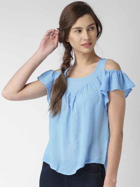 

Mast & Harbour Women Blue Solid Blouson Top