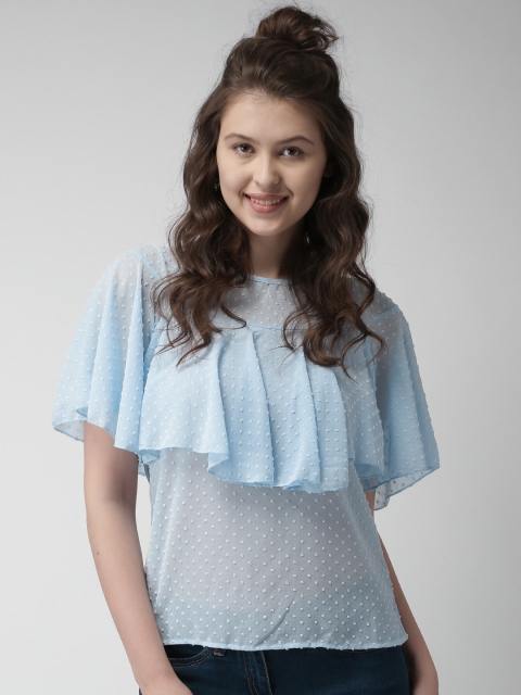 

Mast & Harbour Women Blue Self-design Regular Top