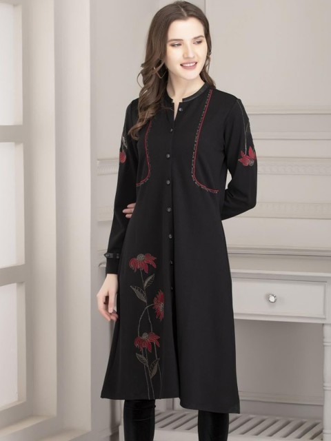 

Lakshita Women Charcoal Floral Embroidered Kurta