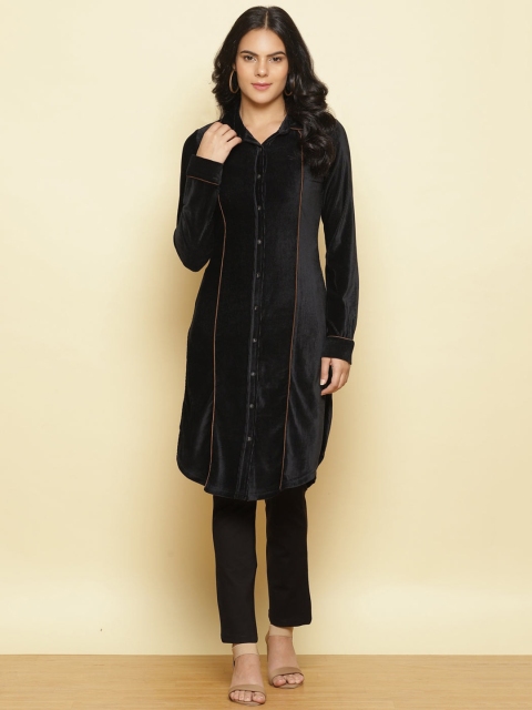 

Lakshita Women Black Velvet Cotton Kurta