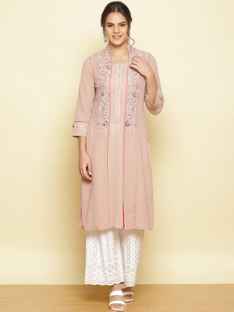 

Lakshita Women Pink Ethnic Motifs Embroidered Kurta