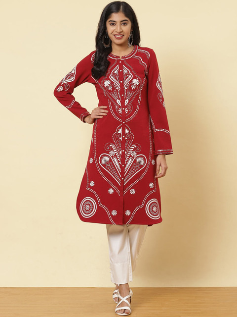 

Lakshita Women Red & White Ethnic Motifs Printed Kurta