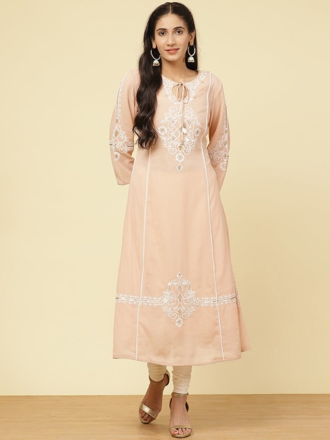 

Lakshita Women Pink Floral Embroidered Keyhole Neck Anarkali Kurta