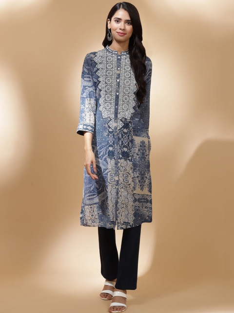 

Lakshita Women Blue Floral Printed Kurta