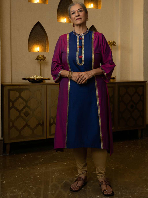 

Lakshita Women Purple & Blue Colourblocked Kurta