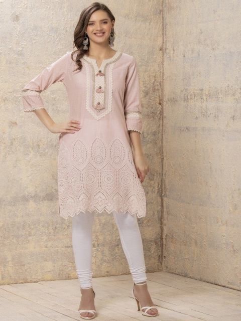 

Lakshita Women Pink Ethnic Motifs Embroidered Cotton Kurta