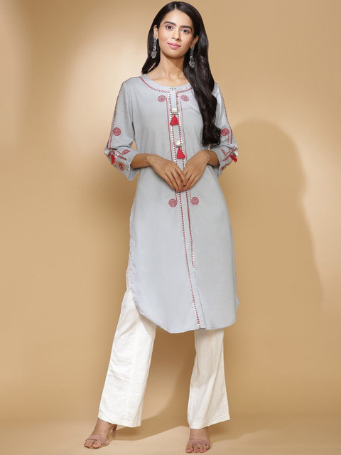 

Lakshita Women Blue Yoke Design Gotta Patti Kurta