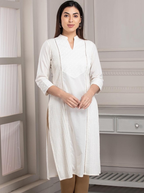 

Lakshita Women White Cotton Kurta