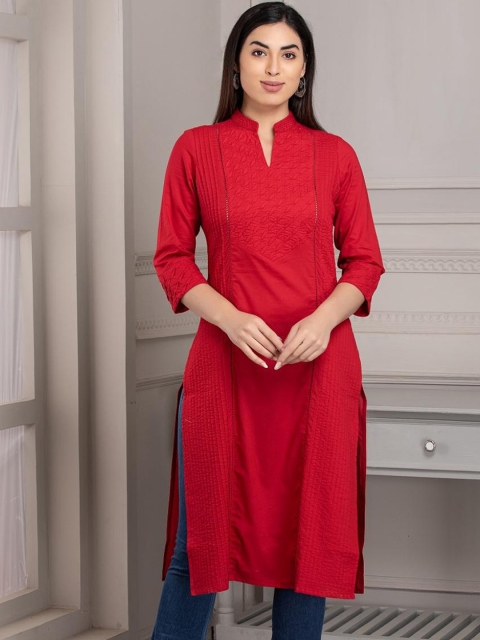 

Lakshita Women Red Self Design Straight Kurta