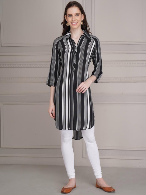 

Lakshita Women Charcoal Striped Pathani Kurta