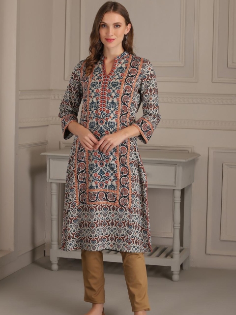 

Lakshita Women Gold-Toned Ethnic Motifs Printed Cotton Kurta