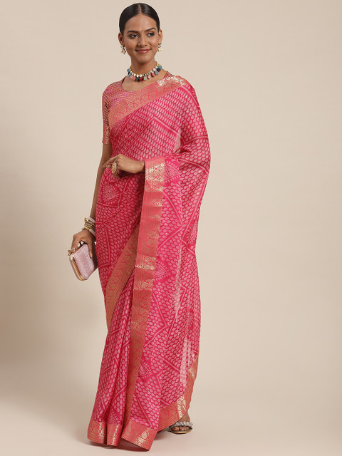 

Satrani Magenta Printed Chiffon Saree