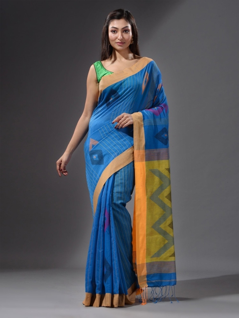 

Charukriti Blue Geometric Woven Design Saree