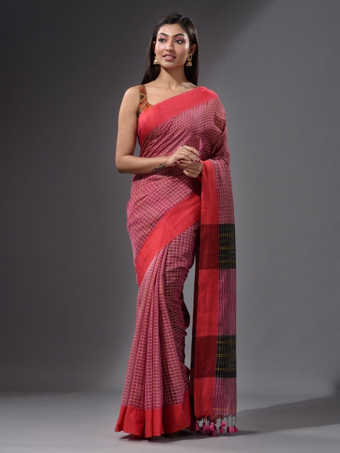 

Charukriti Pink & Peach-Coloured Woven Design Saree