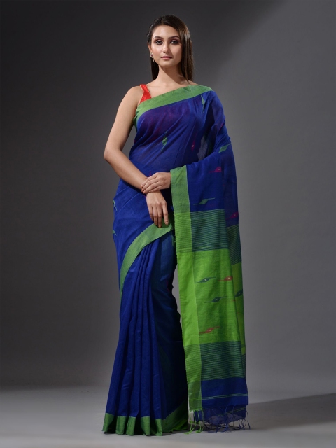 

Charukriti Blue & Green Woven Design Saree