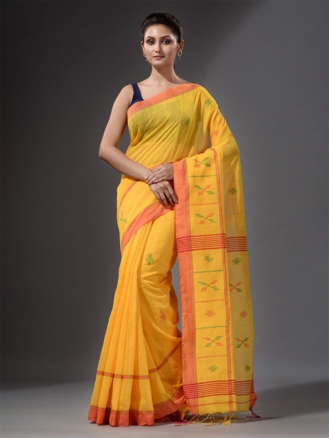 

Charukriti Yellow & Orange Woven Design Saree