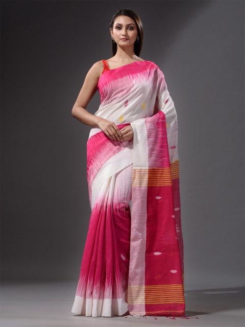 

Charukriti Pink & White Woven Design Handloom Saree