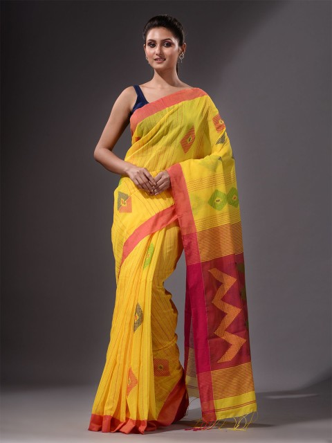 

Charukriti Yellow & Red Woven Design Saree