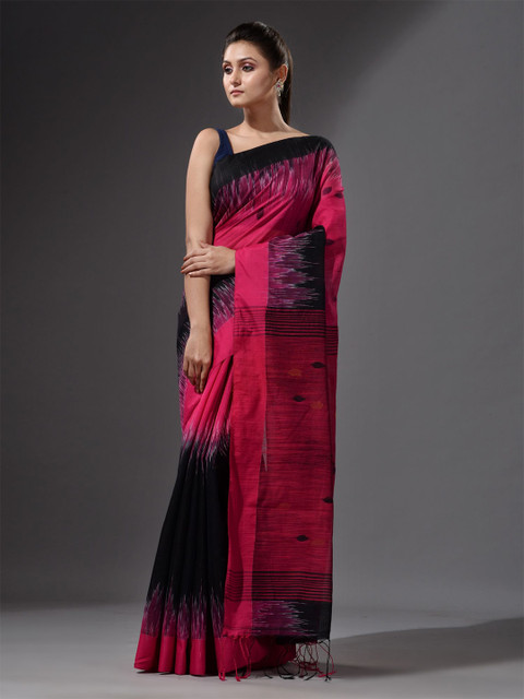 

Charukriti Magenta & Black Ethnic Motifs Saree