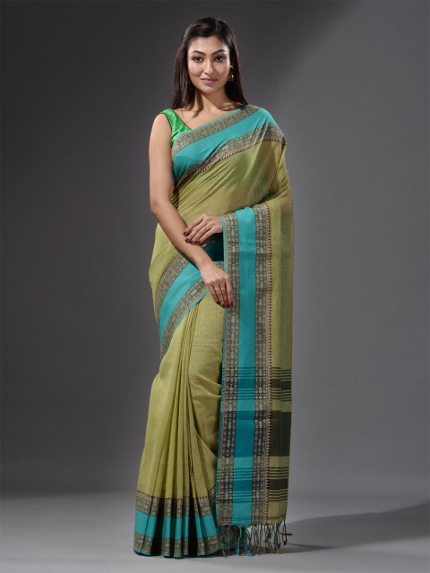

Charukriti Green & Blue Woven Design Saree