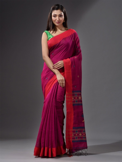

Charukriti Fuchsia & Blue Ethnic Motifs Saree