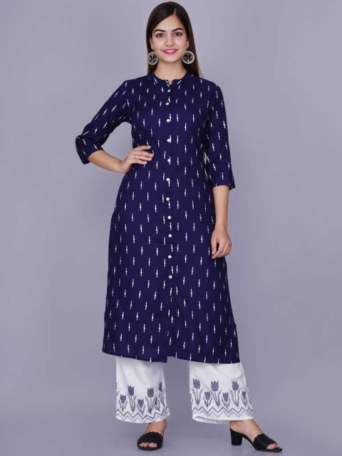 

KALINI Women Blue Pleated Kurti with Trousers