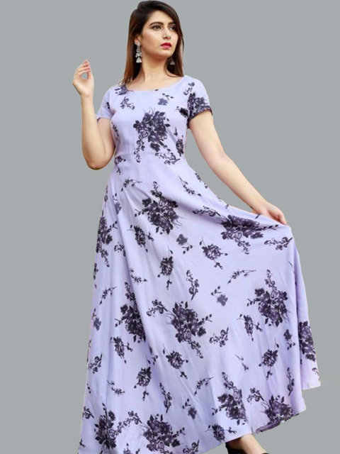 

KALINI Purple Floral Ethnic Maxi Dress
