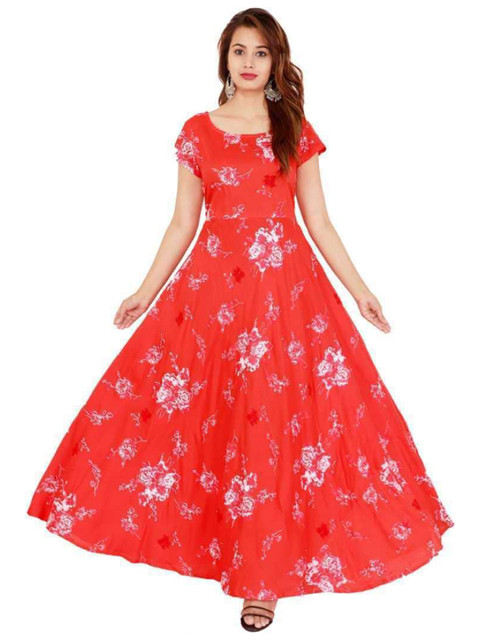 

KALINI Red Floral Ethnic Maxi Dress