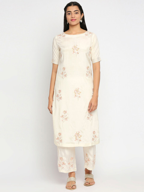 

Ethnicity Women Off White Printed Kurti