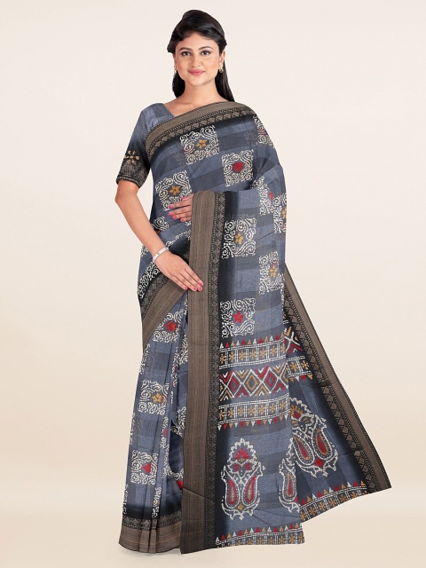 

Pothys Grey & White Ethnic Motifs Saree