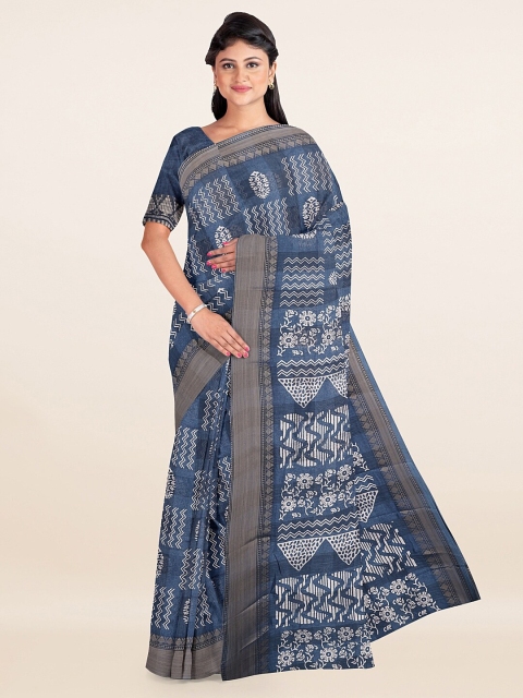 

Pothys Blue Geometric Printed Cotton Blend Saree