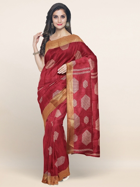 

Pothys Maroon Geometric Printed Cotton Blend Saree