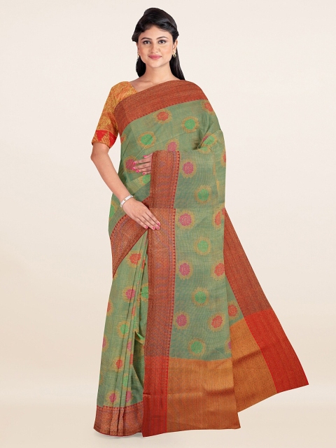 

Pothys Green Woven Design Cotton Blend Saree