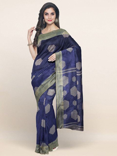 

Pothys Blue & White Printed Zari Saree