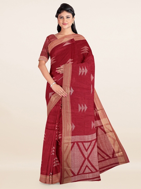

Pothys Maroon & White Woven Design Zari Saree