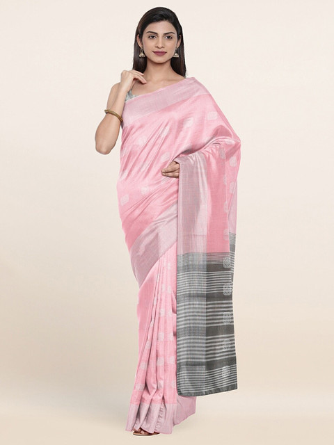

Pothys Pink & Grey Woven Design Saree