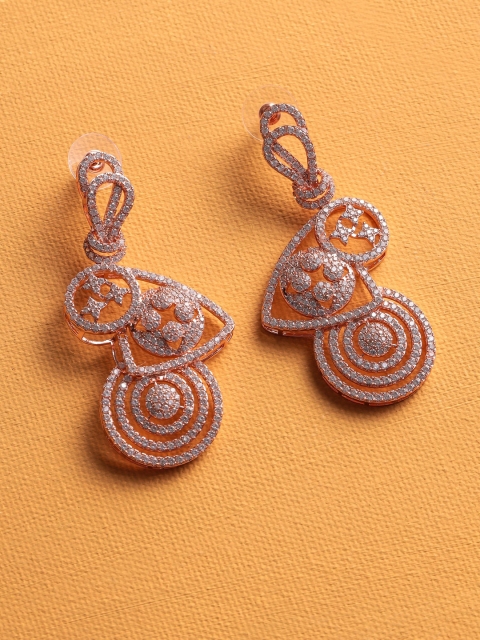 

shaze Rose Gold Contemporary Drop Earrings