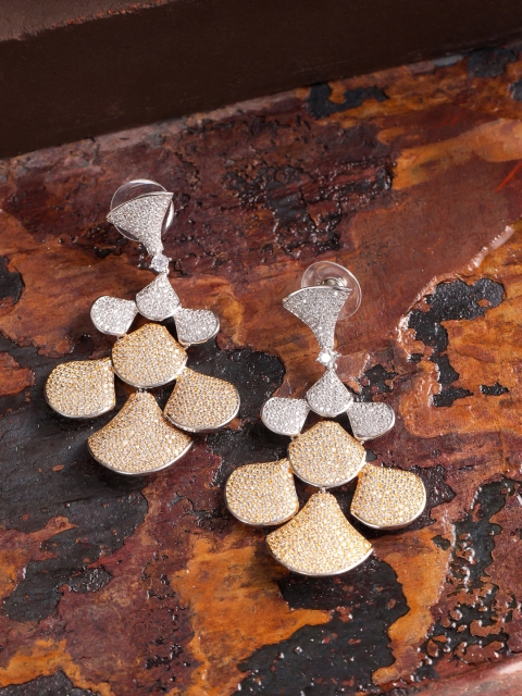 

shaze Gold-Toned & Silver-Toned Classic Drop Earrings
