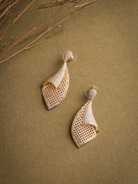 

shaze Gold-Plated & White Classic Drop Earrings