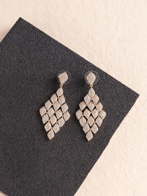 

shaze White Gold-Plated Classic Drop Earrings