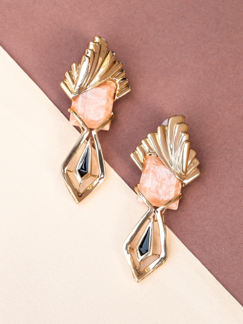 

shaze Gold-Toned & Pink Classic Drop Earrings