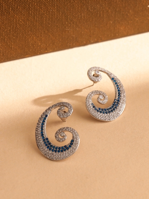 

shaze Rhodium-Plated Silver-Toned Classic Hoop Earrings