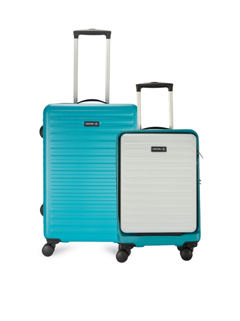 

THE ASSEMBLY Set Of 2 Turquoise Blue Textured Hard-Sided Trolley Suitcase