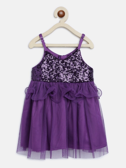 

Nauti Nati Girls Purple Embellished Shoulder Straps A-Line Dress