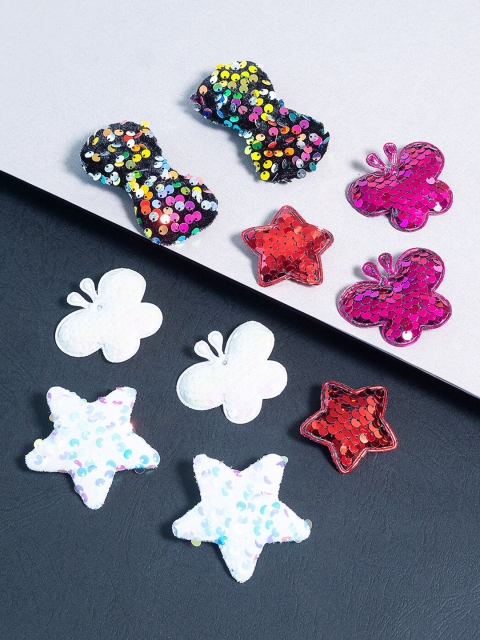 

Golden Peacock Girls Set of 10 White & Pink Embellished Alligator Hair Clip