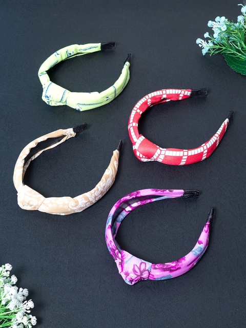 

Golden Peacock Women Purple & Pink Set of 4 Knot Hairband