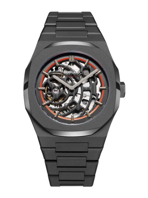 

D1 Milano Men Black Brass Skeleton Dial & Black Straps Analogue Watch SKBJ06