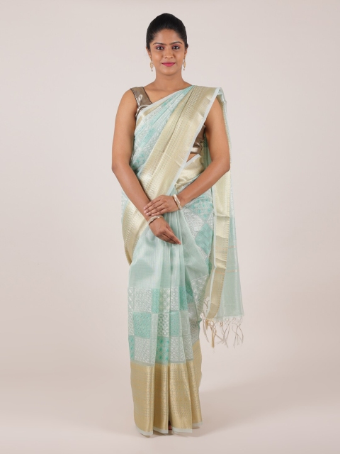 

Pothys Blue & Gold-Toned Floral Zari Art Silk Saree